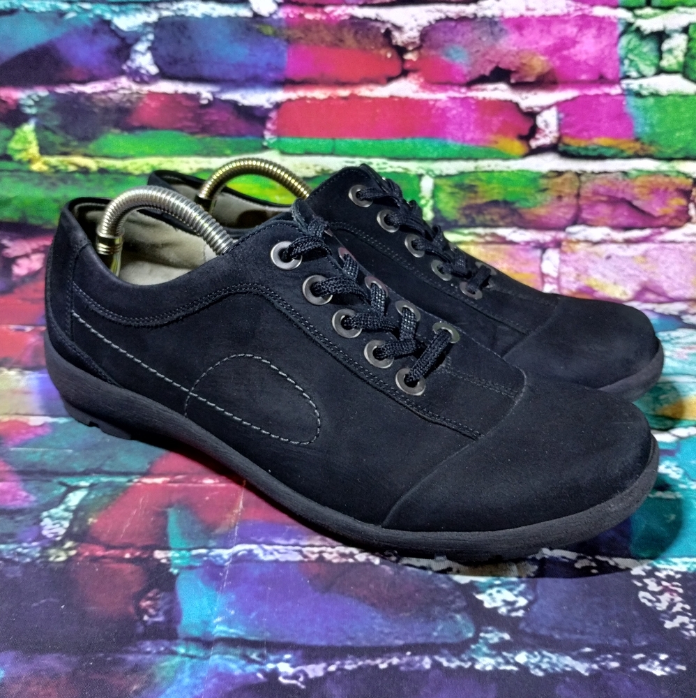 Waldlaufer Leather Dana Women Black Tie Shoes Sneakers Size 10 Weite H Excellent
